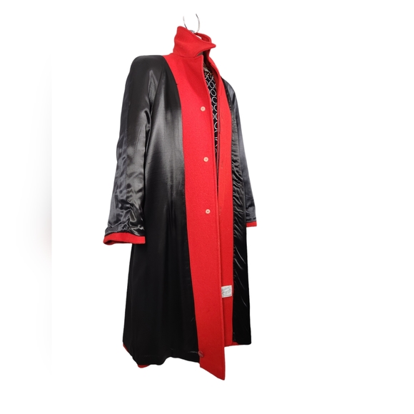 Collection elegante 3/4 red wool long coat - Picture 13 of 16